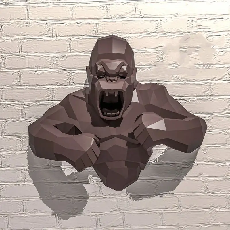 

Angry Gorilla Paper Model DIY Low Poly Animal Papercraft Handmade Creative Hanging Origami Toys 3D Home Room Ornaments Puzzles