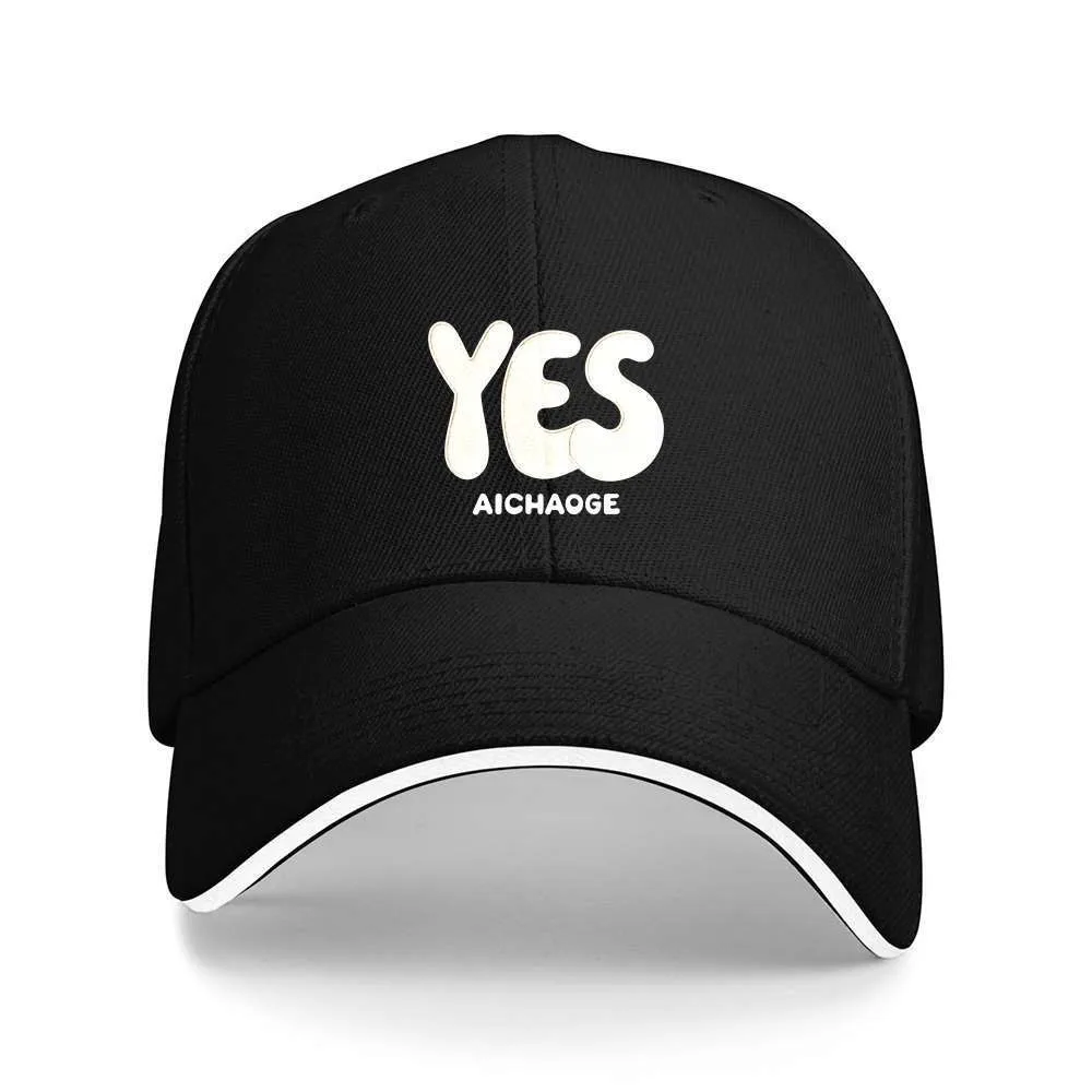 YES Word Bubble Graphic Baseball Cap Polyester Sandwich Brim Adjustable Unisex Outdoor Hat