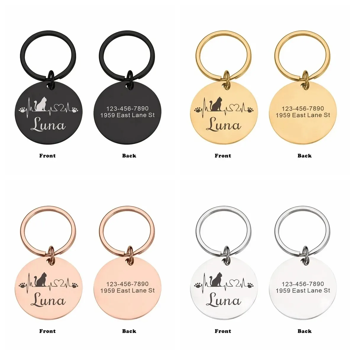 Bonito letrero para perro, etiquetas de identificación para perro, nombre personalizado y texto, Collar para perro personalizado con nombre, Collar esencial de identificación para mascotas, 1 ud.