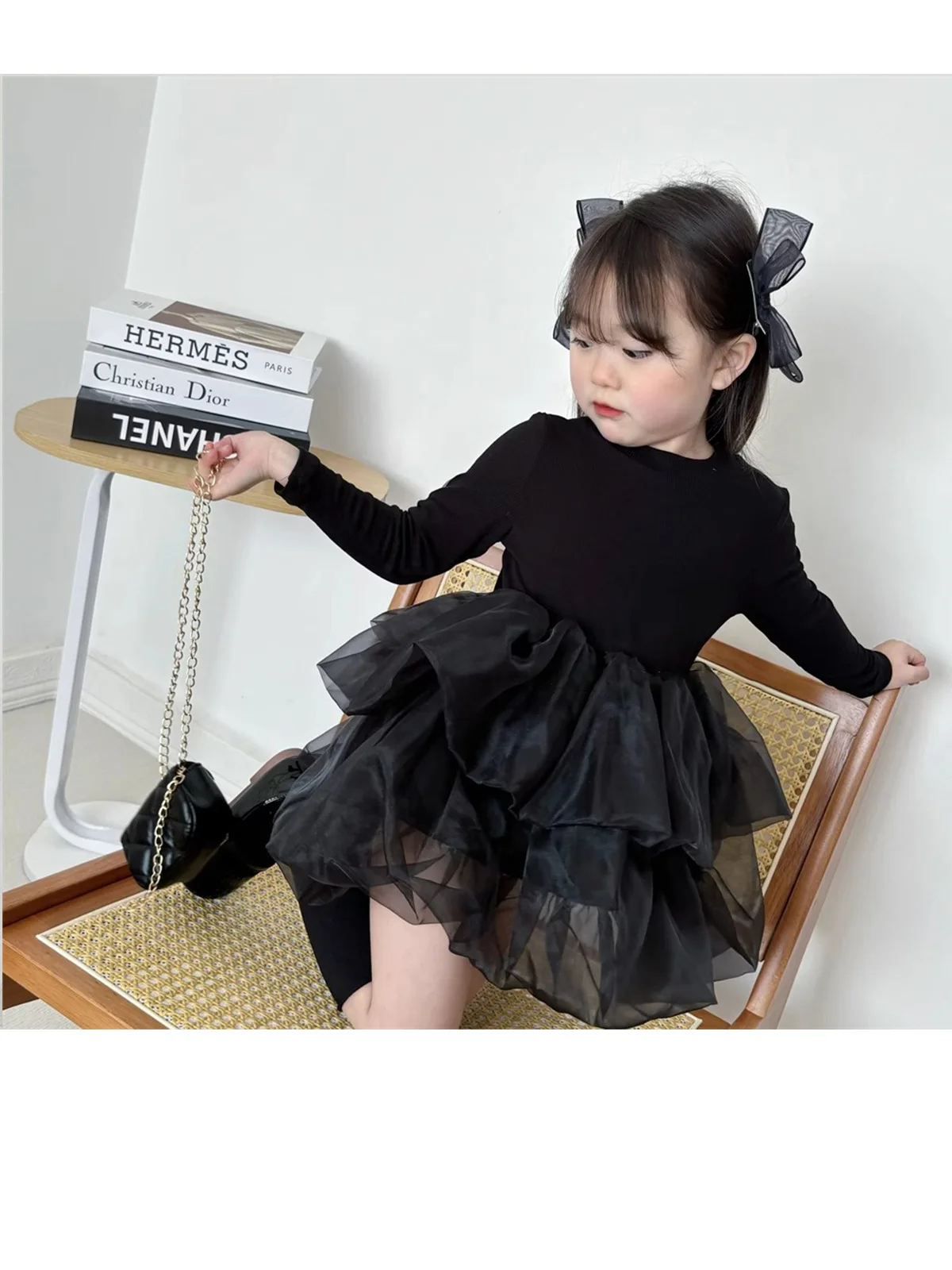 Frühling Herbst Langarm Prinzessinnenkleid für Mädchen, Schülerinnen-Tüllkleid, Leichtes, Bequemes Kinder-Freizeitkleid – Detail 8