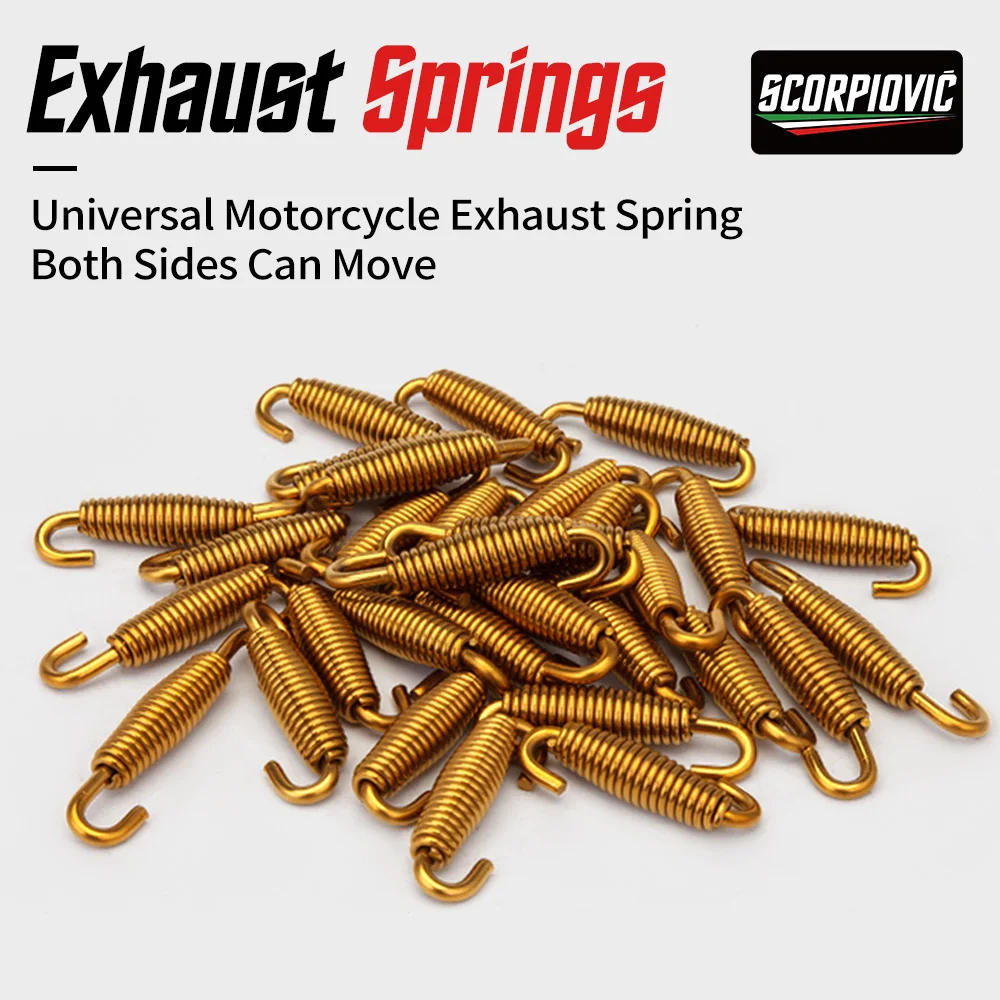 Motorcycle Exhaust Accessories Gold Dual Active Spring Hooks 55mm 70mm 2 Pcs Set