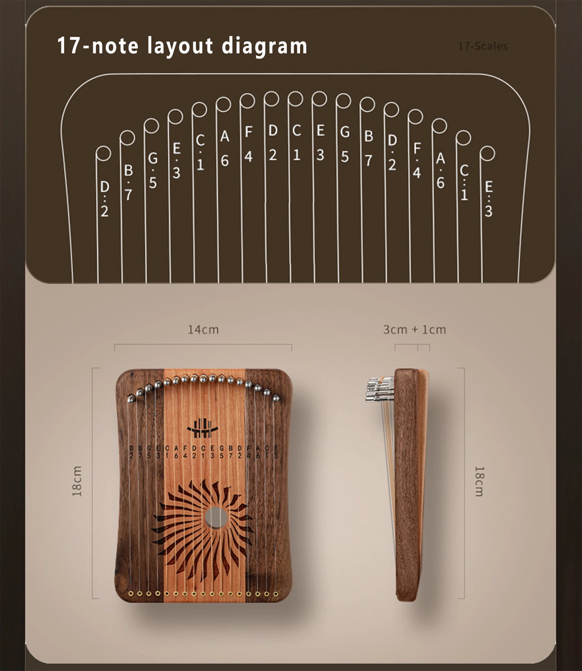 Mini 17 Keys Kalimba, Wood Thu - đánh giá và giá Musical Instrument Harp