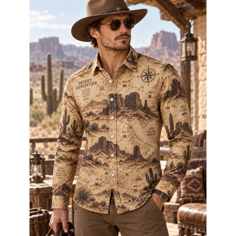 New American-Style Denim Outdoor Casual Shirt, Suitable For Camping And Hiking, Autumn And Winter Trendy Men'S Wear
