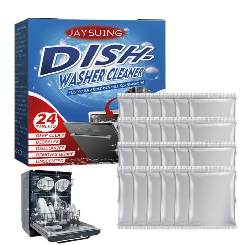 Dishwasher Detergent 24 Pieces Dishwasher Cleaner Deodorizer Dishwasher Cleaning Tablets Washing Machine Cleaning Supplies