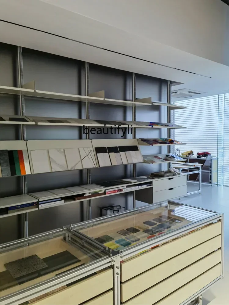 Q181  Coffee Shop Glass Display Stand Simple Modern Aluminum Profile Kitchen Island Store Display Rack Storage Rack