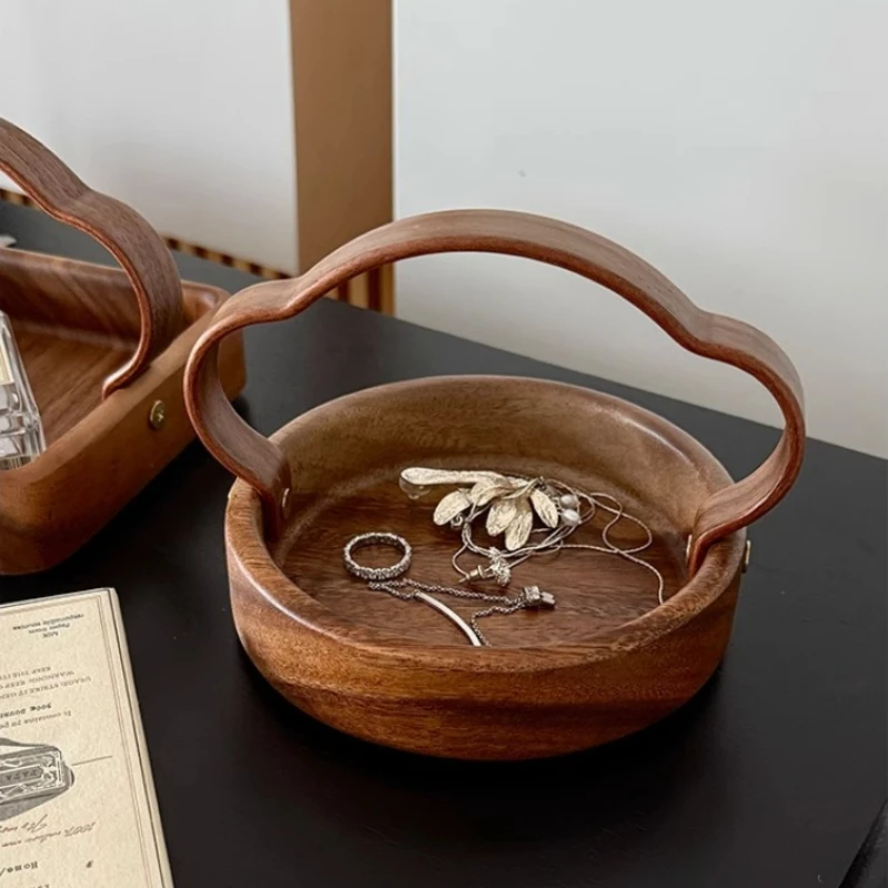 

Black Walnut Wood Jewelry Tray Portable Storage Dish for Keys Solid Wood Entryway Organizer Handcrafted Dresser Top Storage Box
