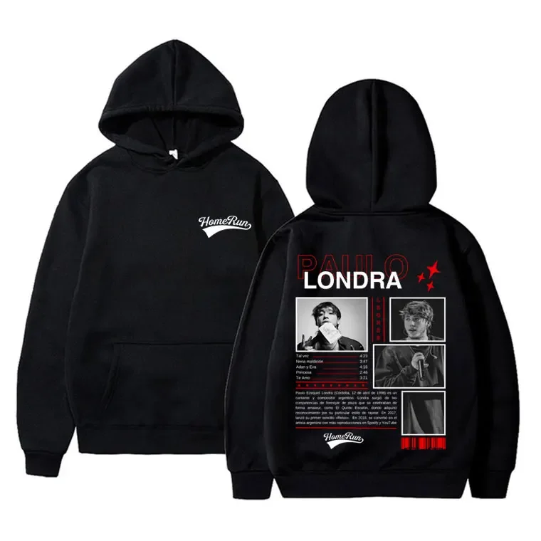 

Rapper Paulo Londra Homerun Graphic Hoodie Men Women Hip Hop Vintage Oversized Sweatshirt Men's Fashion Casual Fleece Hoodies