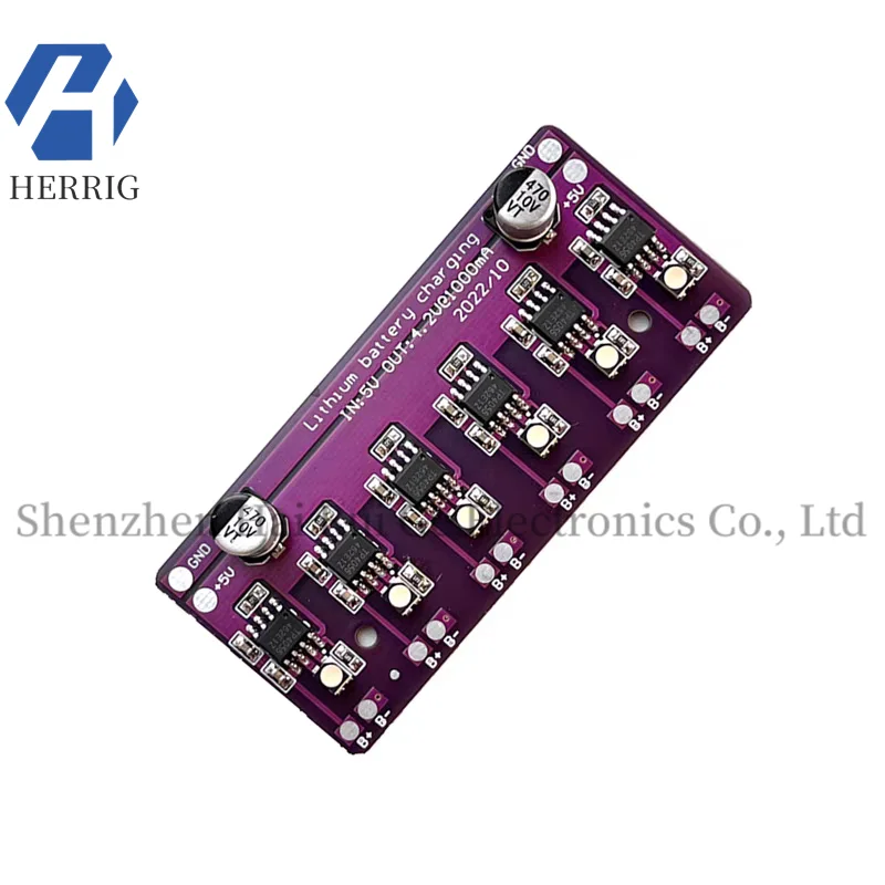 

The DC5V1A lithium battery charging module supports 6 sets of independent battery input LEDs