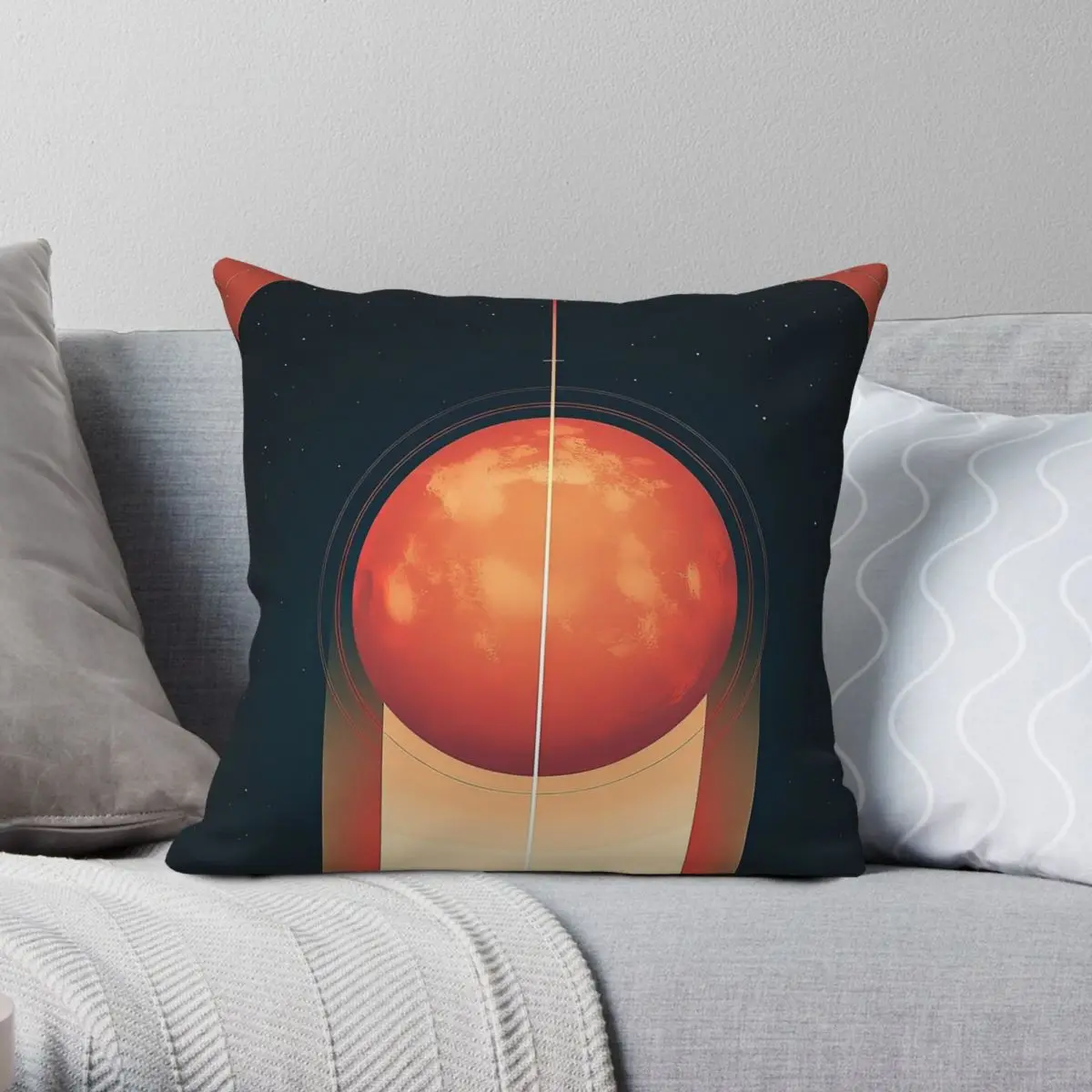 Planetary Horizons Square Pillowcase Polyester Linen Velvet Creative Zip Decor Pillow Case Home Cushion Case