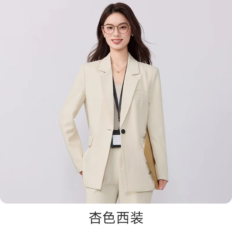 Women's Gray Blazer Pants Set Autumn Winter Petite Size Formal Business Suit College Student Interview Outfit Elegant Office Wor