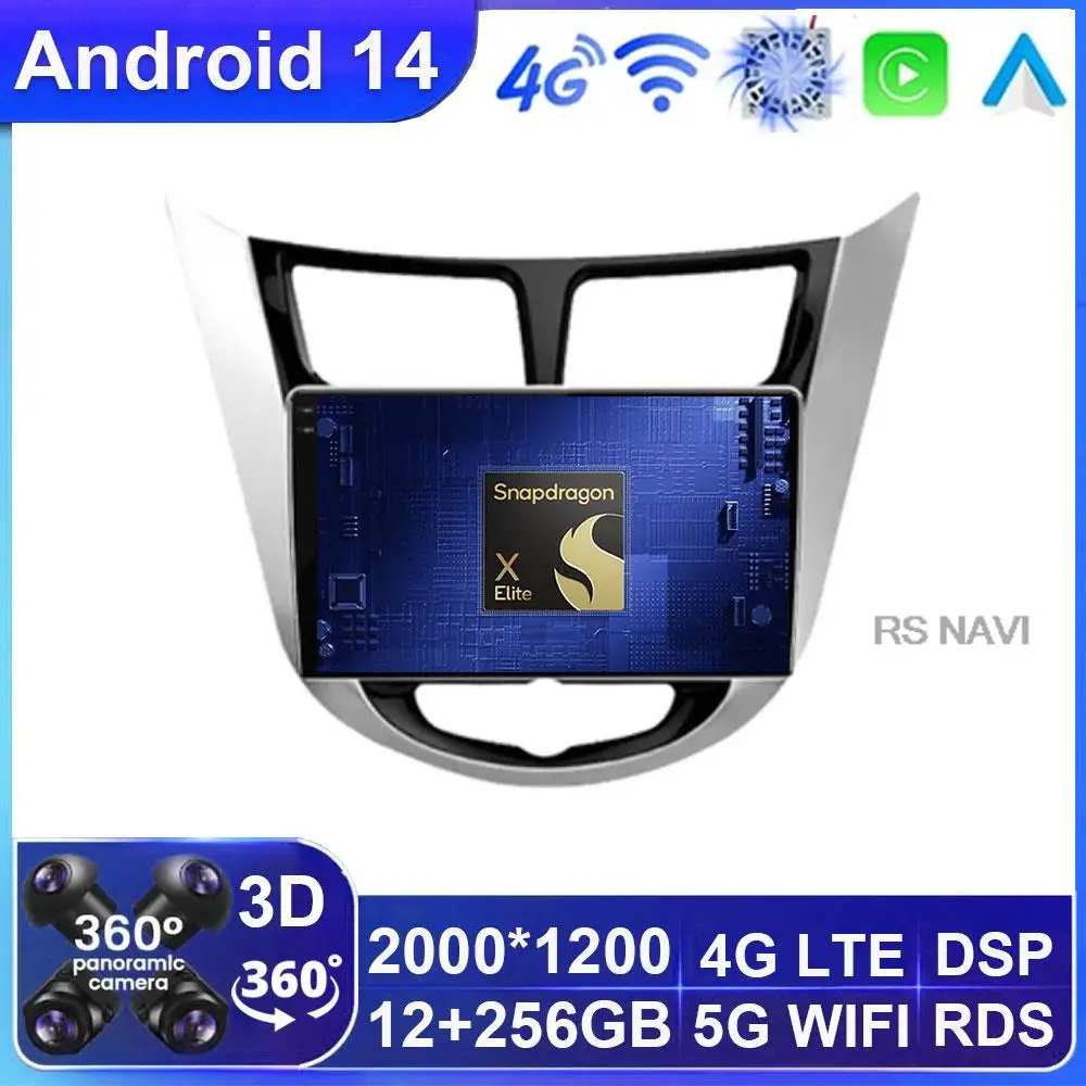 

Android 14 For Hyundai Solaris Verna Accent 1 2010 - 2016 Car Radio Video Player Multimedia Navigation GPS No 2din DSP Head Unit