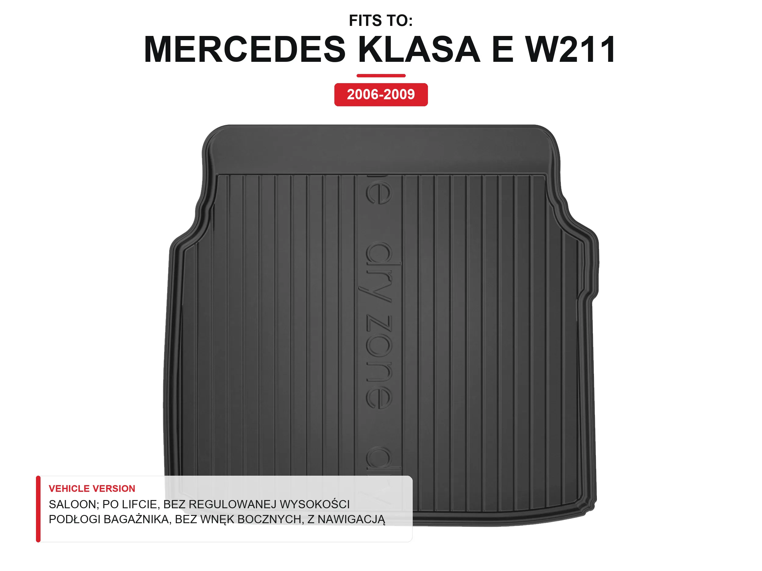 Kofferbakmat Tpe Dryzone Voor: Mercedes E-Klasse W211 2006-2009 Sedan