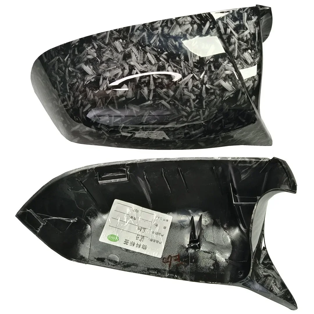 Horn Shape Side Mirror Cover For BMW 5 6 Series E60 E61 E63 E64 LCI cap Forged Carbon look replace 2008 2010 bat style