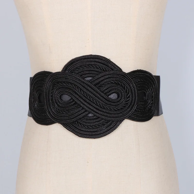 2024New Women\'s Runway Fashion Vintage Elastic Cummerbunds Female Dress Corsets Waistband Belts Decoration Wide Belt