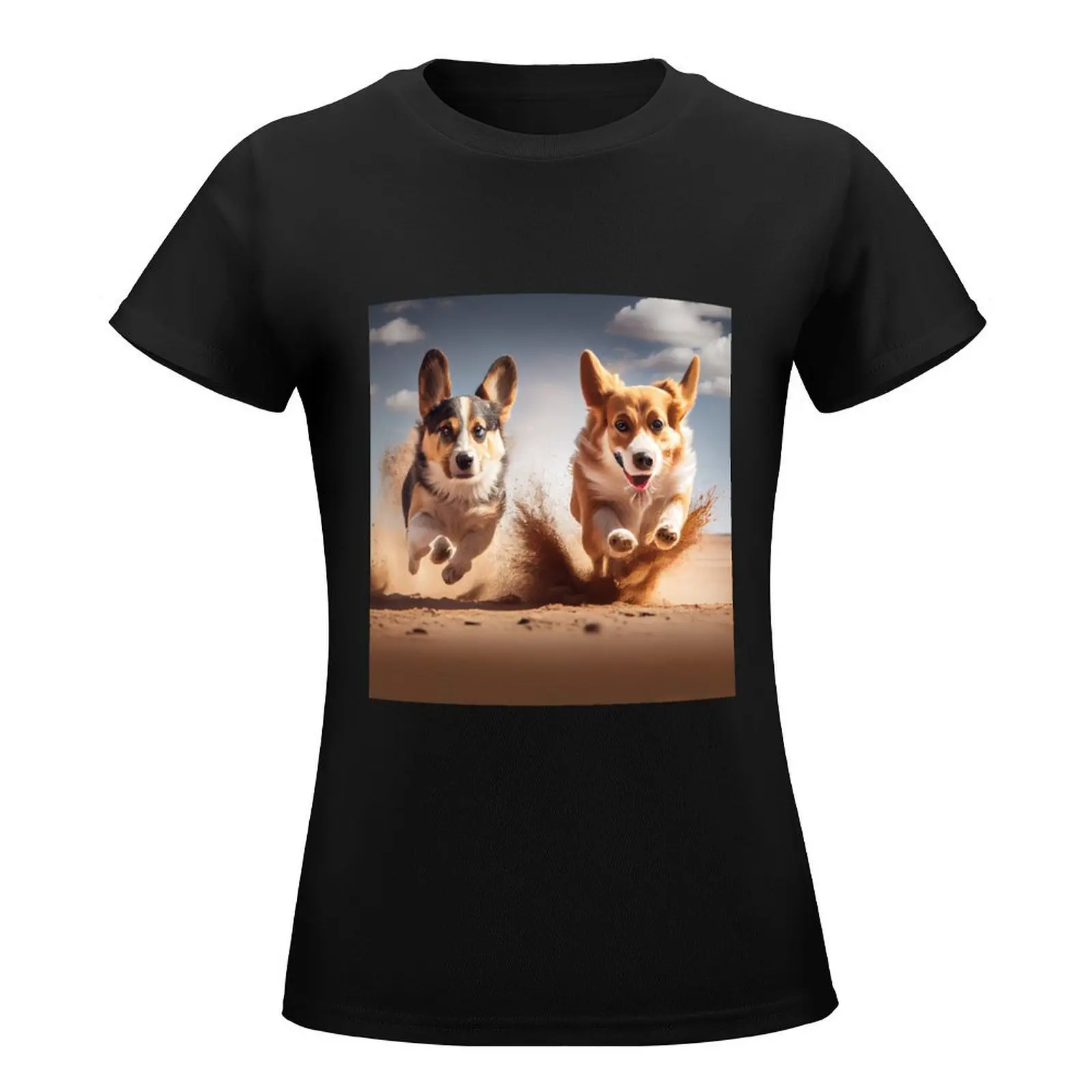 Corgis Dogs Racing T-Shirt summer top aesthetic clothes plus size tops oversized t-shirt dress for Women long