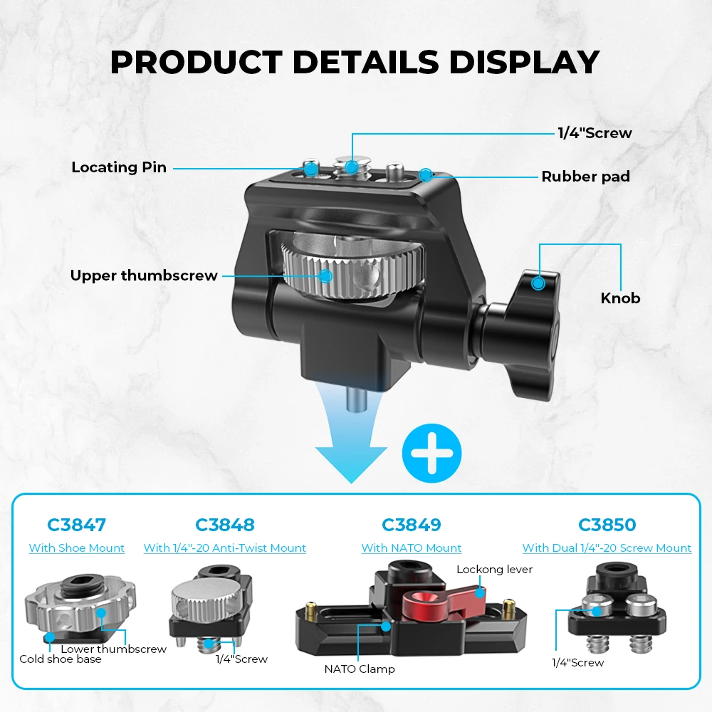 CAMVATE DSLR Camera Mount Swivel and Tilt Adjustable Monitor Holder with Shoe Mount With NATO Mount Monitor  Attachment