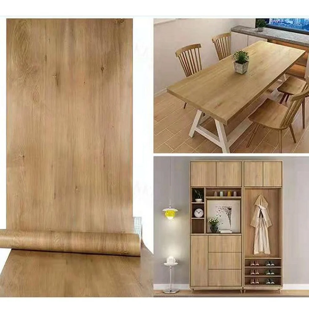 Wood Grain Self-Adhesive Wallpaper Pvc Waterproof Decorative for Closet Kitchen Bedroom Closet Furniture Stickers To Renovate