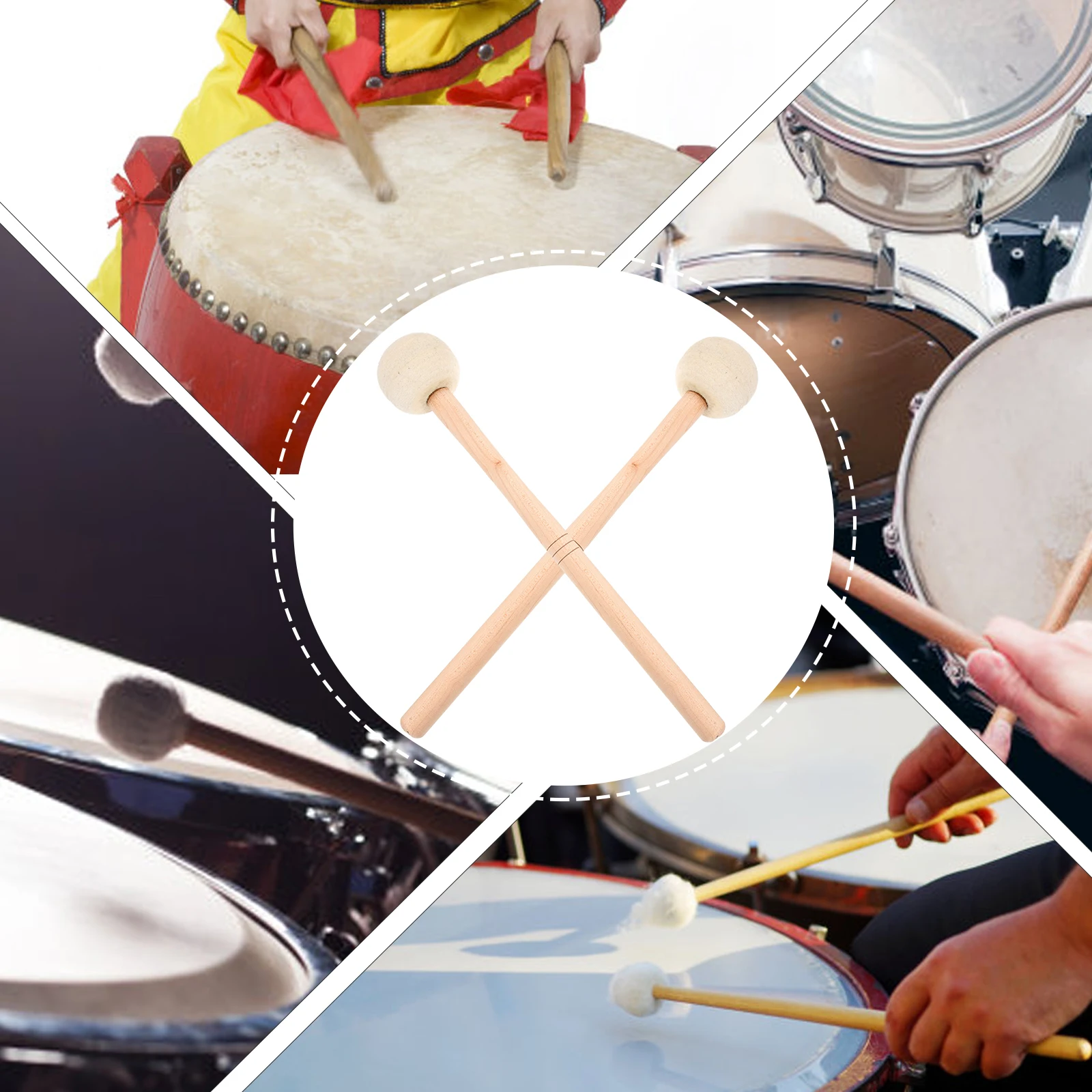 2 قطعة طبلة باص مطرقة خشبية ورأى طبل عصا قبضة مريحة قرع العصي لممارسة أداء أفخاذ