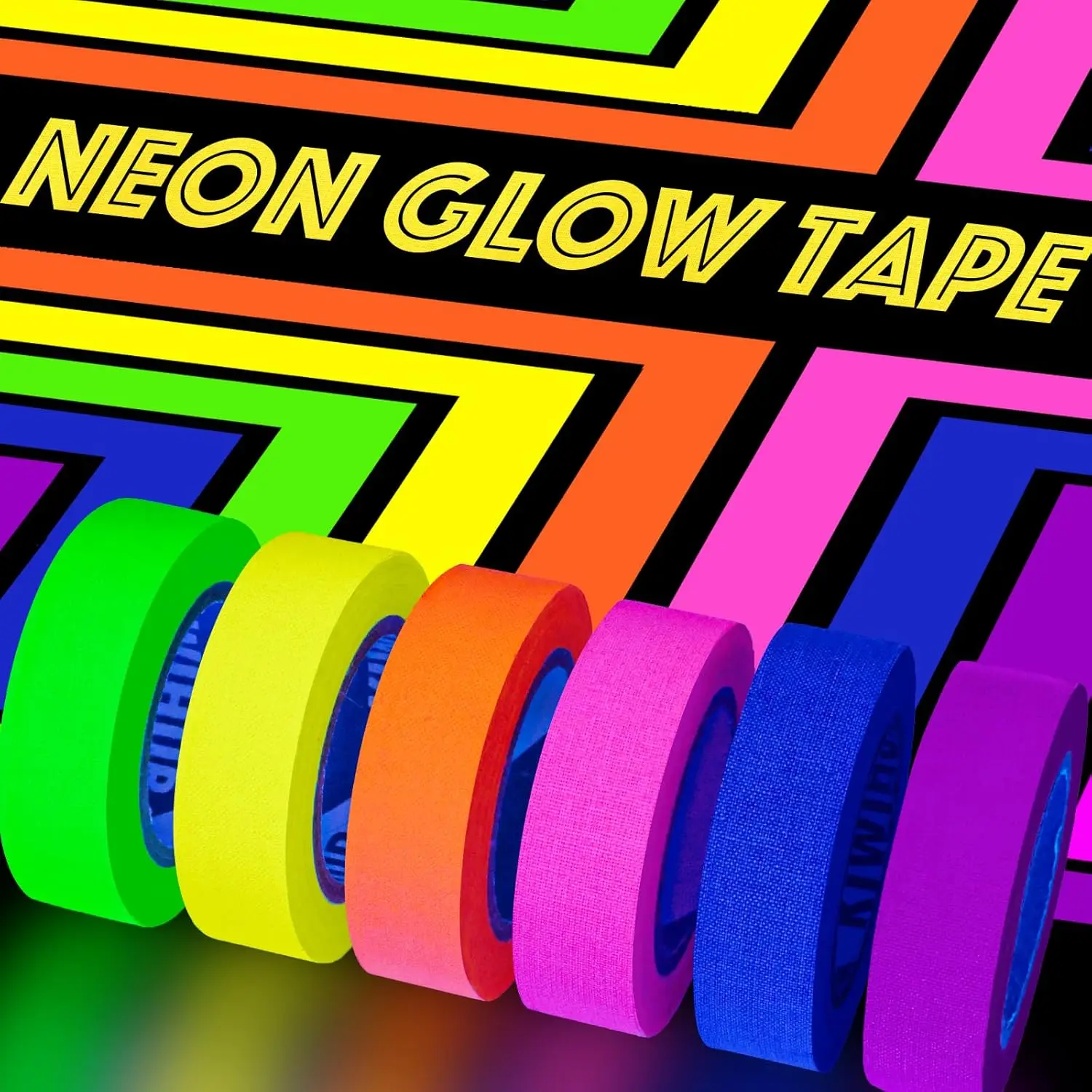Reaktives fluoreszierendes Tuch/Neon-Gaffer-Klebeband mit UV-Schwarzlicht, superhelles Spike-Klebeband für Glow-Partyzubehör