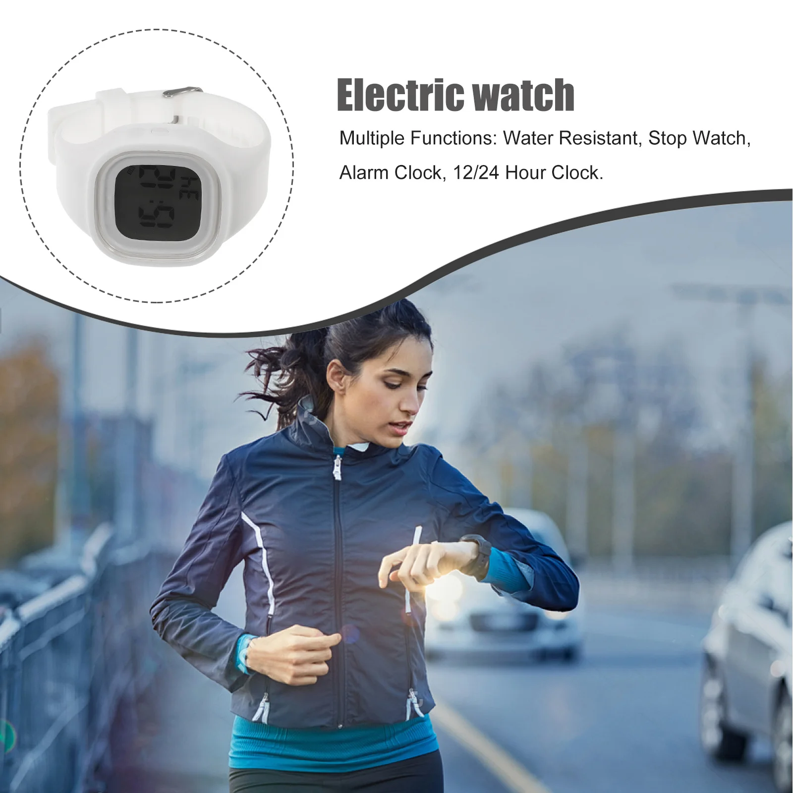 ساعة رقمية ملونة مقاومة للماء بطول 50 مترًا، شاشة LED مقاومة للصدمات، ساعة يد كهربائية للرياضة في الهواء الطلق يوميًا #5