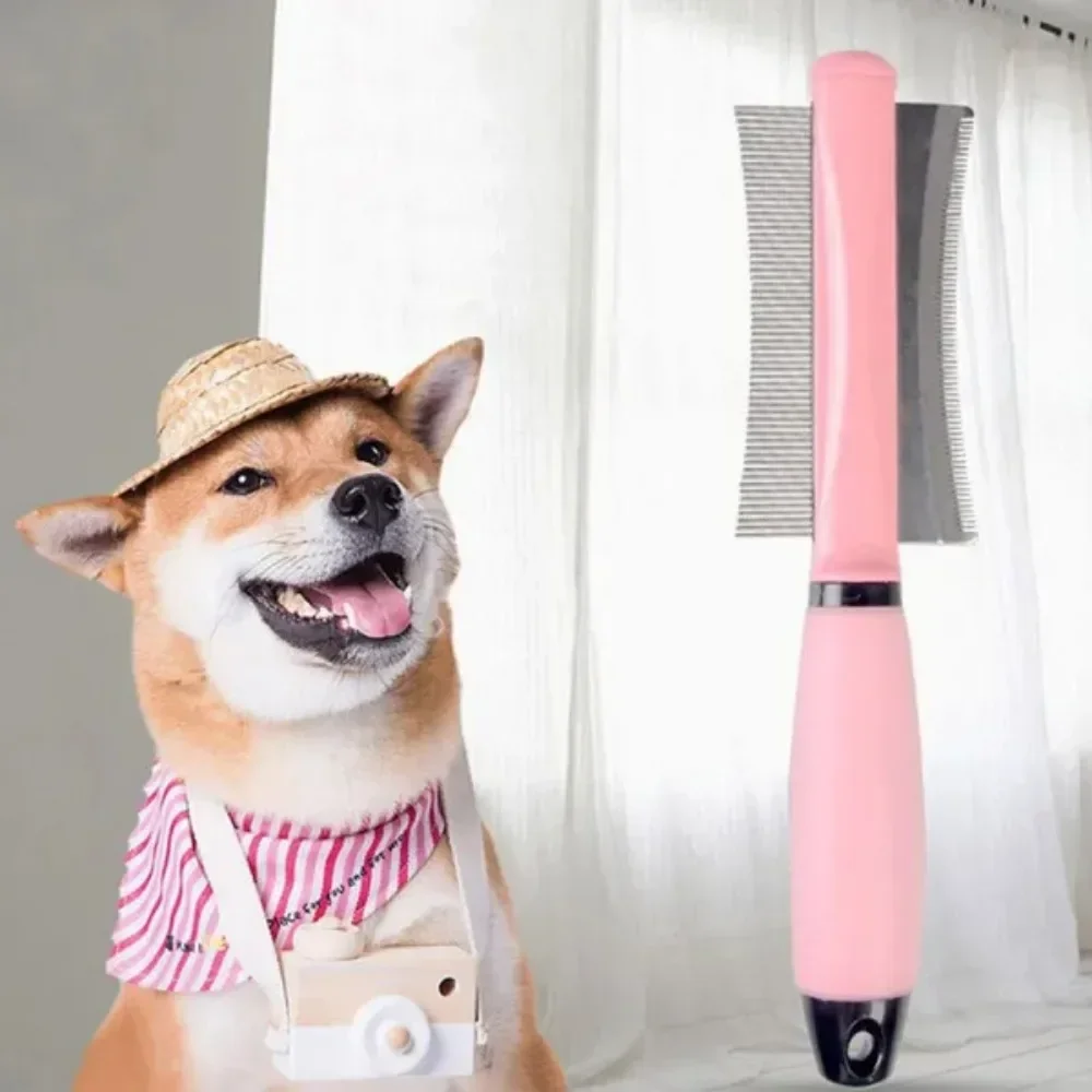 

STONEGO Double Rows of Hair Removal Knife Comb, Pet Hair Removal Comb, Stainless Steel Knife Pet Brush Comb for Grooming Pets