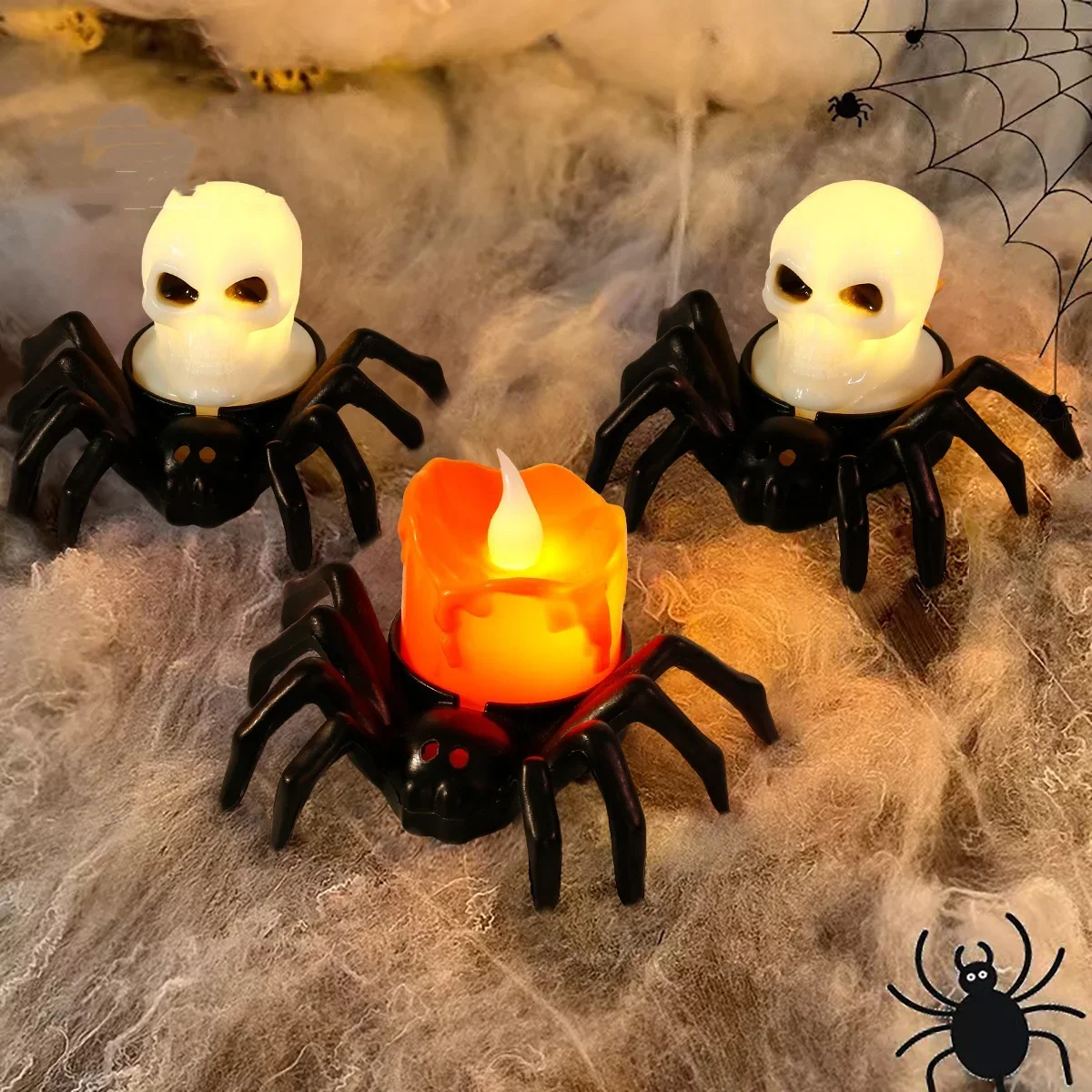 

Halloween Decoration Pumpkin Lantern Ornament LED Electronic Candlelight Party Supplies Decoration Prop Spider Night Light