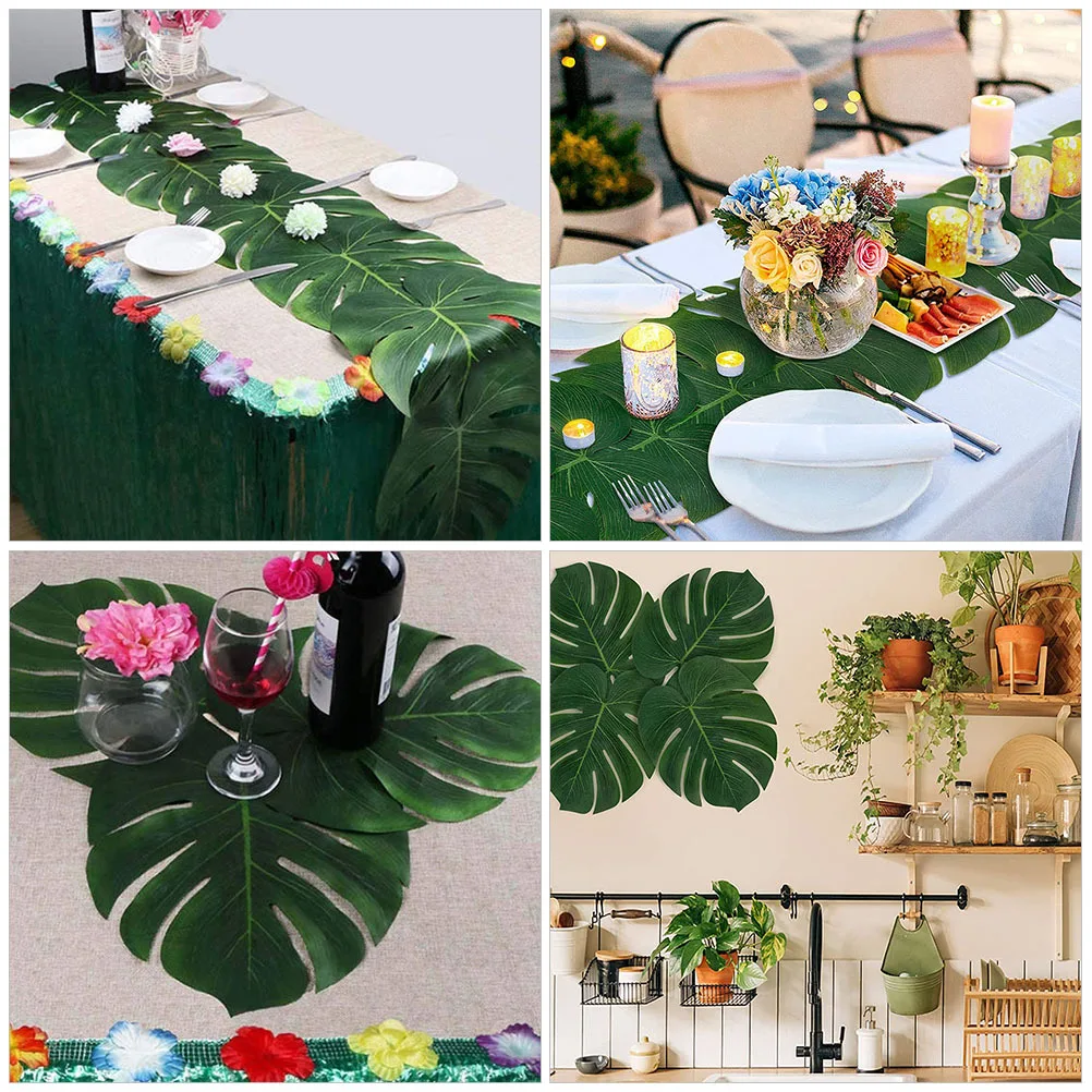 

12Pcs Artificial Tropical Monstera Leaves Fake Leaf Decoration for Home Party Photography Props Wall Background Hawaiian Theme