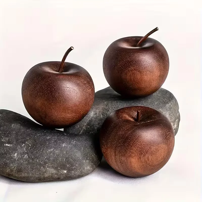 Natural Wood Apple Diffuser Portable Fireless Aroma Essential Oil Diffuser Ornament for Home Bedroom Car Yoga Room Decoration