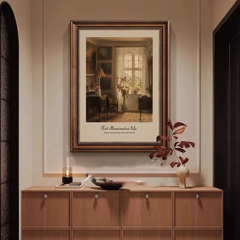 

Medieval dining room decorative painting retro living room sofa background wall painting high-end bedroom hanging painting