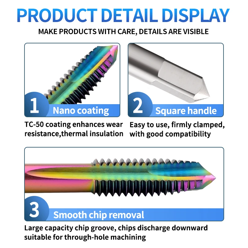 UT TAP HSSE-M35 DIN 371 376 Standard Spiral Pointed Tap M2 M3 M4 M5 M6 M8 M10 M12 Machine Screw Thread Taps For Through hole
