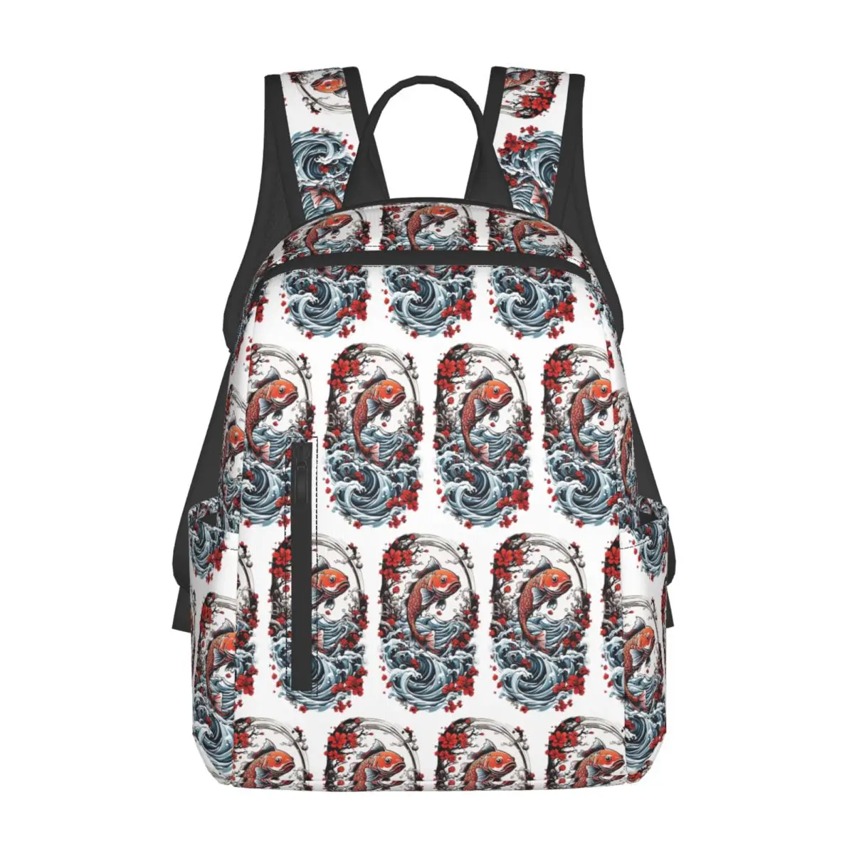 日本の鯉釣りストリートウェアスタイルバックパックデイパック大容量男の子女の子ブックバッグスクールバッグショルダーバッグ男性女性用