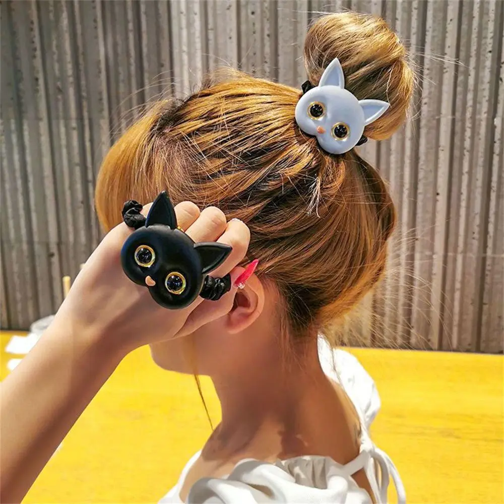 2023 New Women Cute Cat Rubber Bands Elastic Hair Bands Korean Headwear Children For Girls Lovely Hair Accessories Ornaments