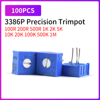 100PCS 3386P Trimpot Trimmer Potentiometer 100R 200R 500R 1K 2K 5K 10K 20K 100K 500K 1M Ohm 3386P-1-103LF Variable Resistor