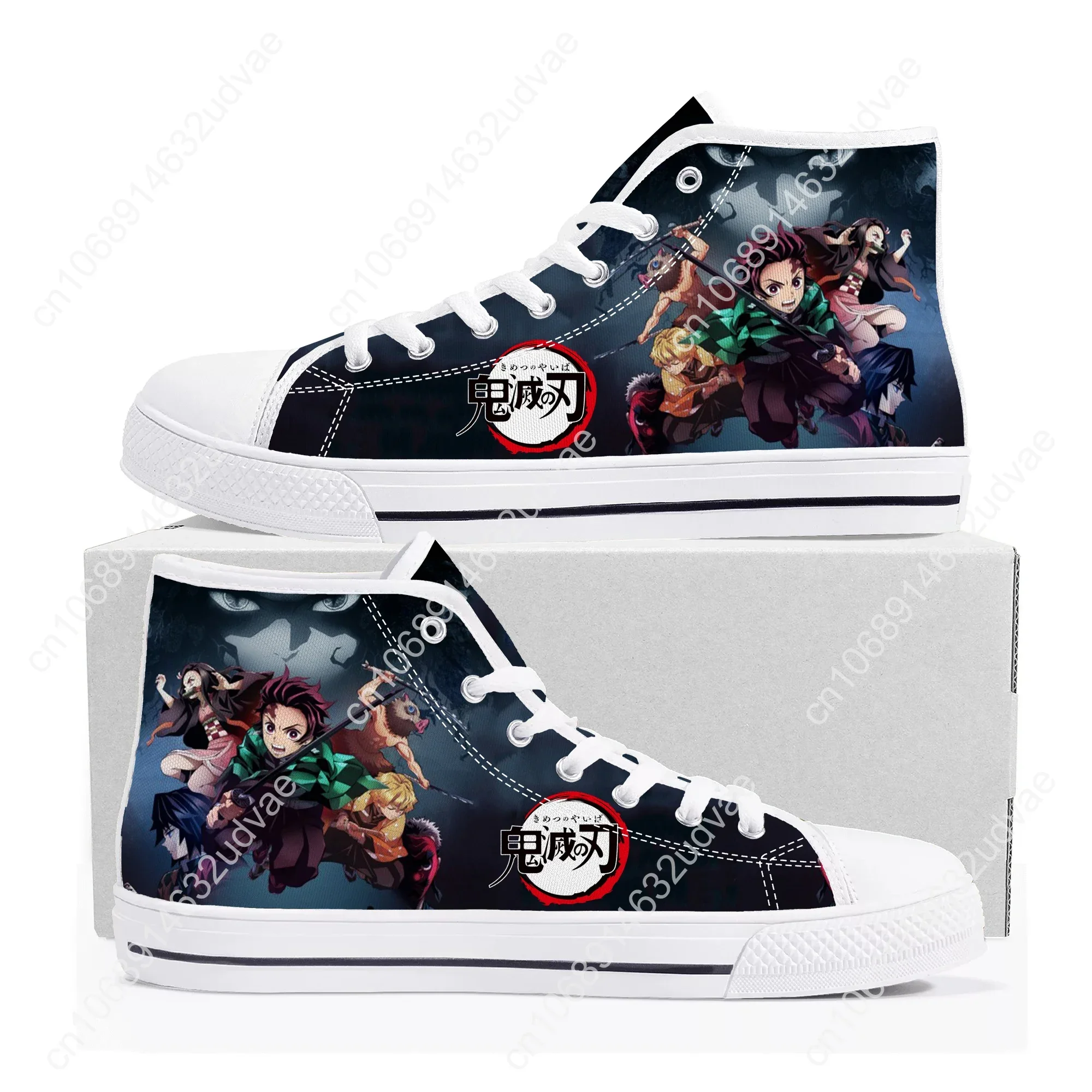 Anime Cartoon Manga Tanjirou Nezuk Fashion High Top Sneakers Mens Womens Teenager Casual Canvas Sneaker Casual Custom Shoes