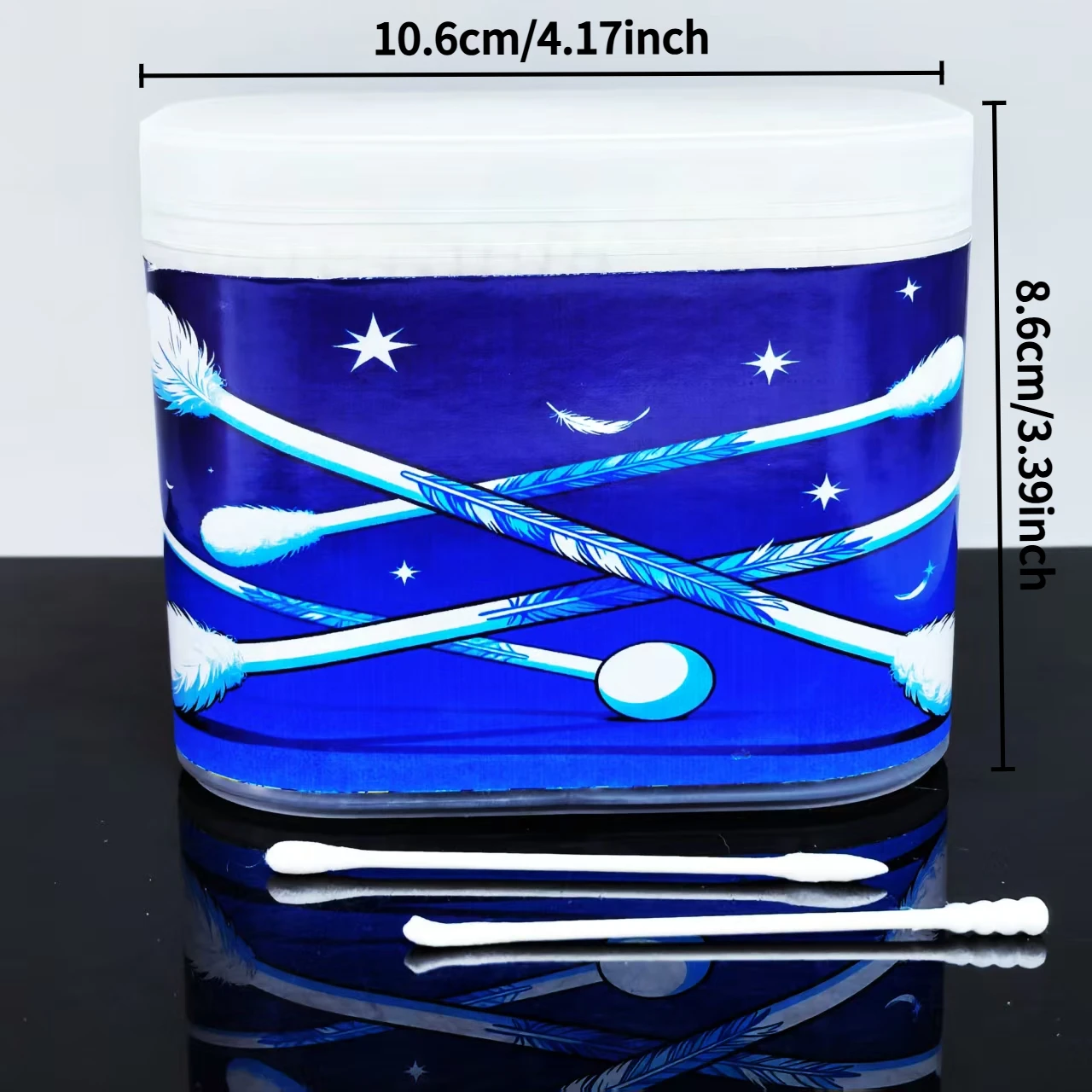 600 pieces of blue feather-patterned cotton swabs, double-headed cotton swabs, fine-axis cotton swabs, gift cotton swabs