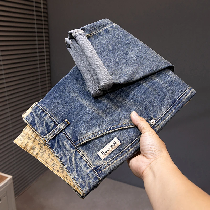 30-46 Large Size Jeans Men's Simple Fashion Trendy All-Match Loose Men's Casual Small Straight plus Size Pants