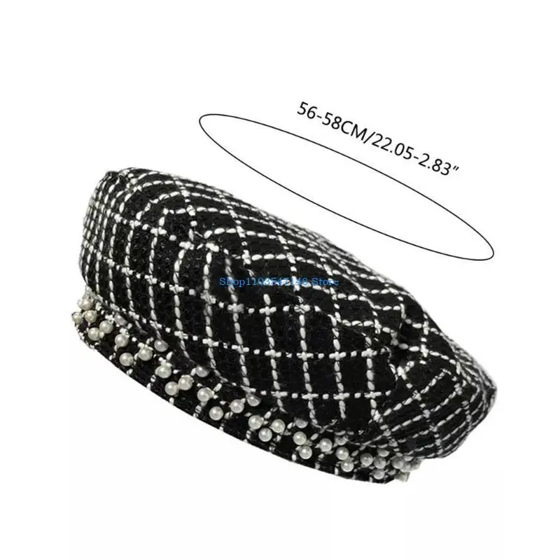 P88B قبعات حلوة منقوشة على الموضة من التويد قبعة رسام أدبي قبعة مثمنة هدية للكريسماس والهالوين للنساء والفتيات #6