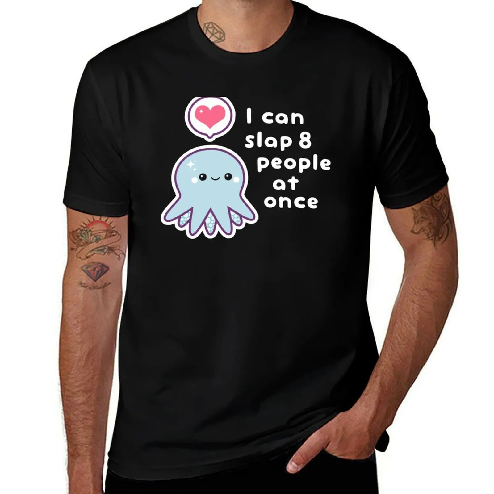 Funny Slapping Octopus T-Shirt Casual Street Style Short Sleeve Tee