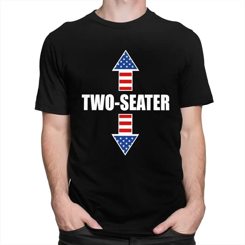 Two Seater USA Flag Arrows Tshirt for Men Short Sleeve Humor Sarcastic Quotes Tee Shirt Streetwear Summer 100% Cotton Camisetas