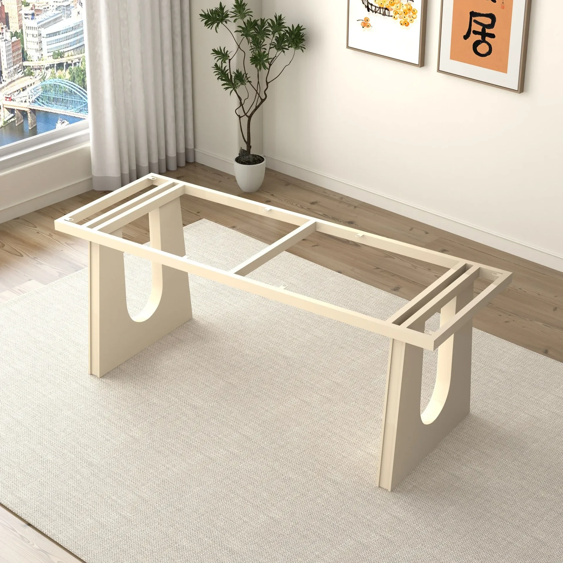 Retro Massivholz Beinhalterung Felsplatte Luxus Stein Esstisch Basis Fuß Tee Schreibtisch Desktop Stütztisch Stativ