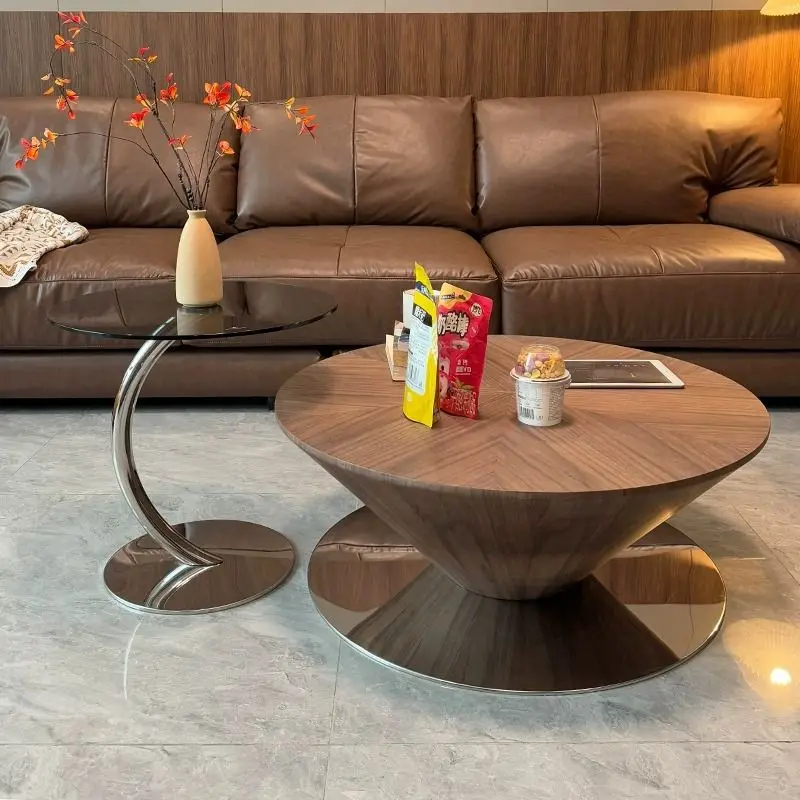 Suspended flying saucer coffee table wood grain small apartment gyro living room net red side table combination