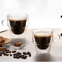 Double Wall Stackable Glass Cup Creative Thickened Models of Household Water Cup Borosilicate Heat-resistant Glass Coffee Cups