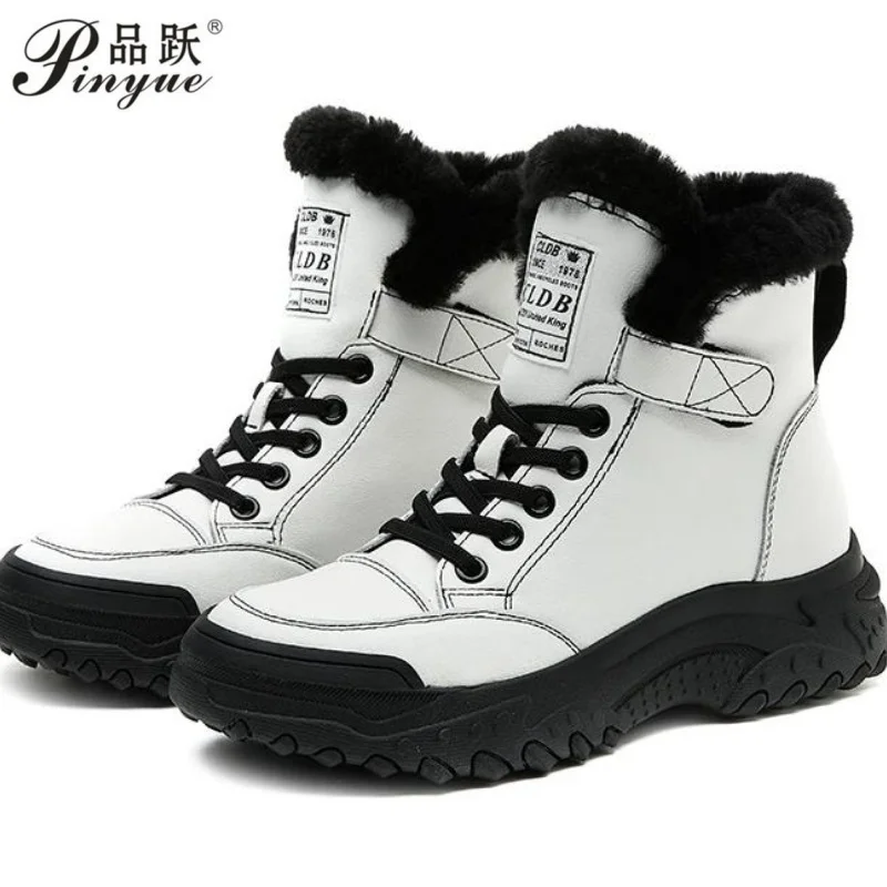 النساء أحذية منصة الشتاء لمصمم أحذية رياضية فاخرة أفخم أحذية رياضية الشقق الثلوج حذاء من الجلد التنس الإناث 35-41