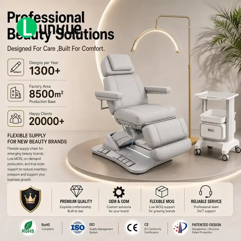 Electric Heated Massage Chair Adjustable Quad Motor Luxury Beauty Eyelash Care Bed for Clinics Hospitals Comfortable