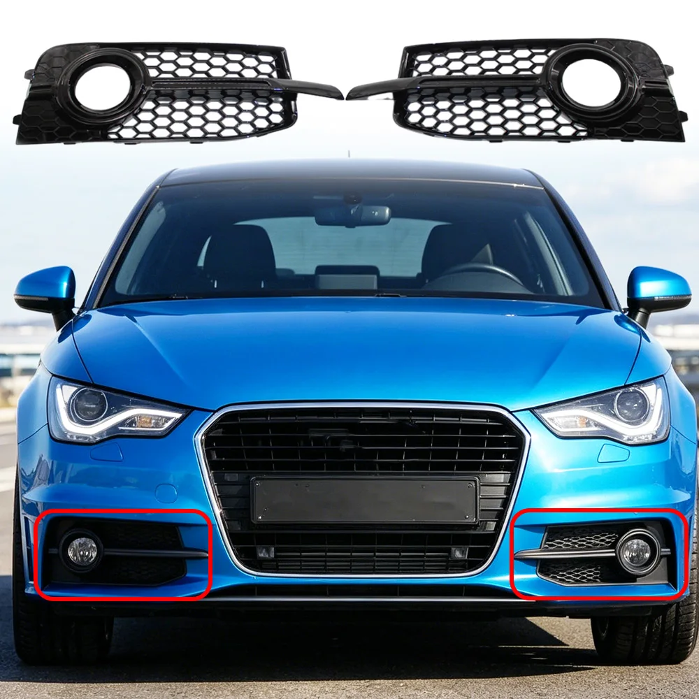 2PCS Honeycomb Mesh Fog Lamp Racing Grill For Audi A1 8X S-Line 2010 2012 2013 2014 Front Bumper Fog Light Grille Cover