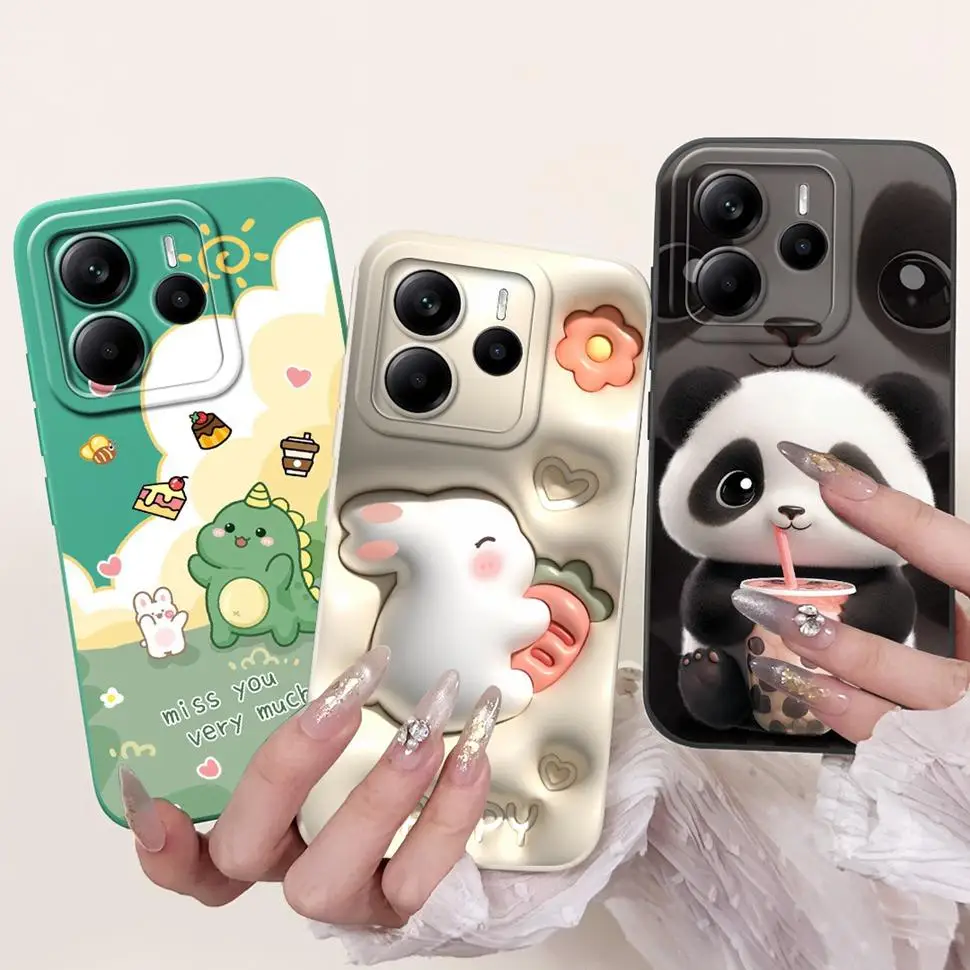 For Xiaomi Redmi Note 14 5G Case Colorful Flowers Soft Silicone Back Cover Phone Cases For Redmi Note 14 Note14 Pro 5G Bumper