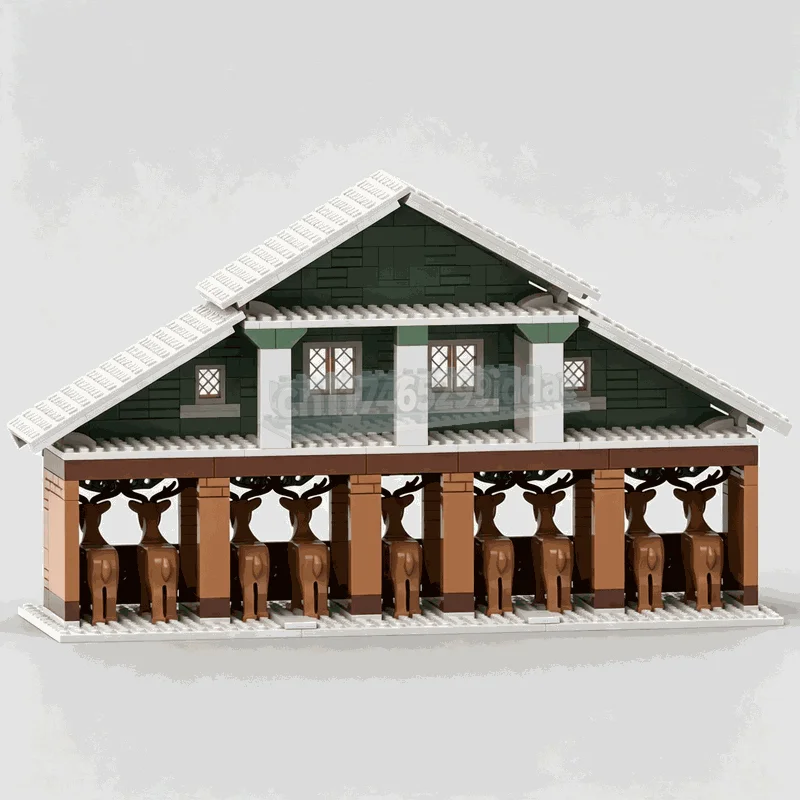 571PCS Winter Village Reindeer Stable Building Blocks Model Festive Farm House Animal Shelter DIY Assembly Display Gift Set Toy