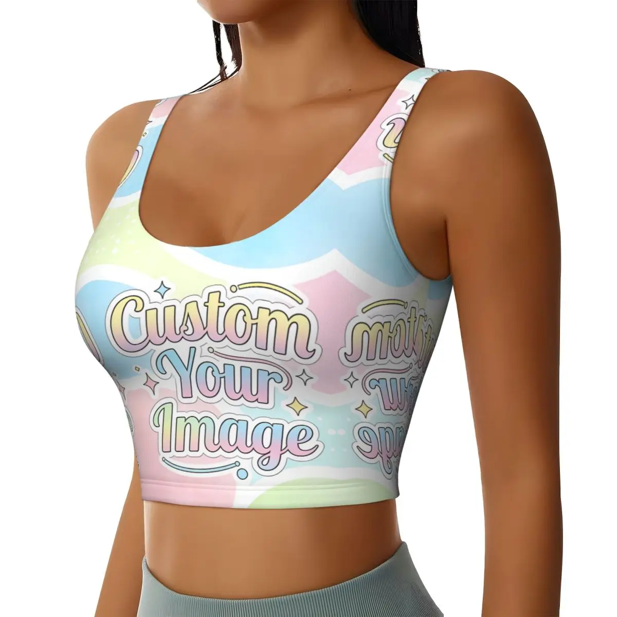 Custom  Your Image Logo Workout Crop Tank Tops Women's Personalized Yoga Sports Bras