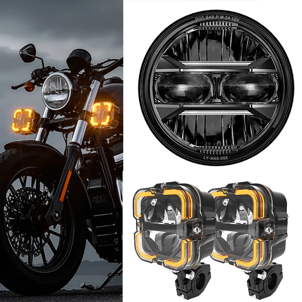 

Emark 5.75 Inch Motorcycle LED Headlight Auxiliary Led Work Light 12v Drl For Harley Sportster Roadster Glide Dyna Yamaha Honda