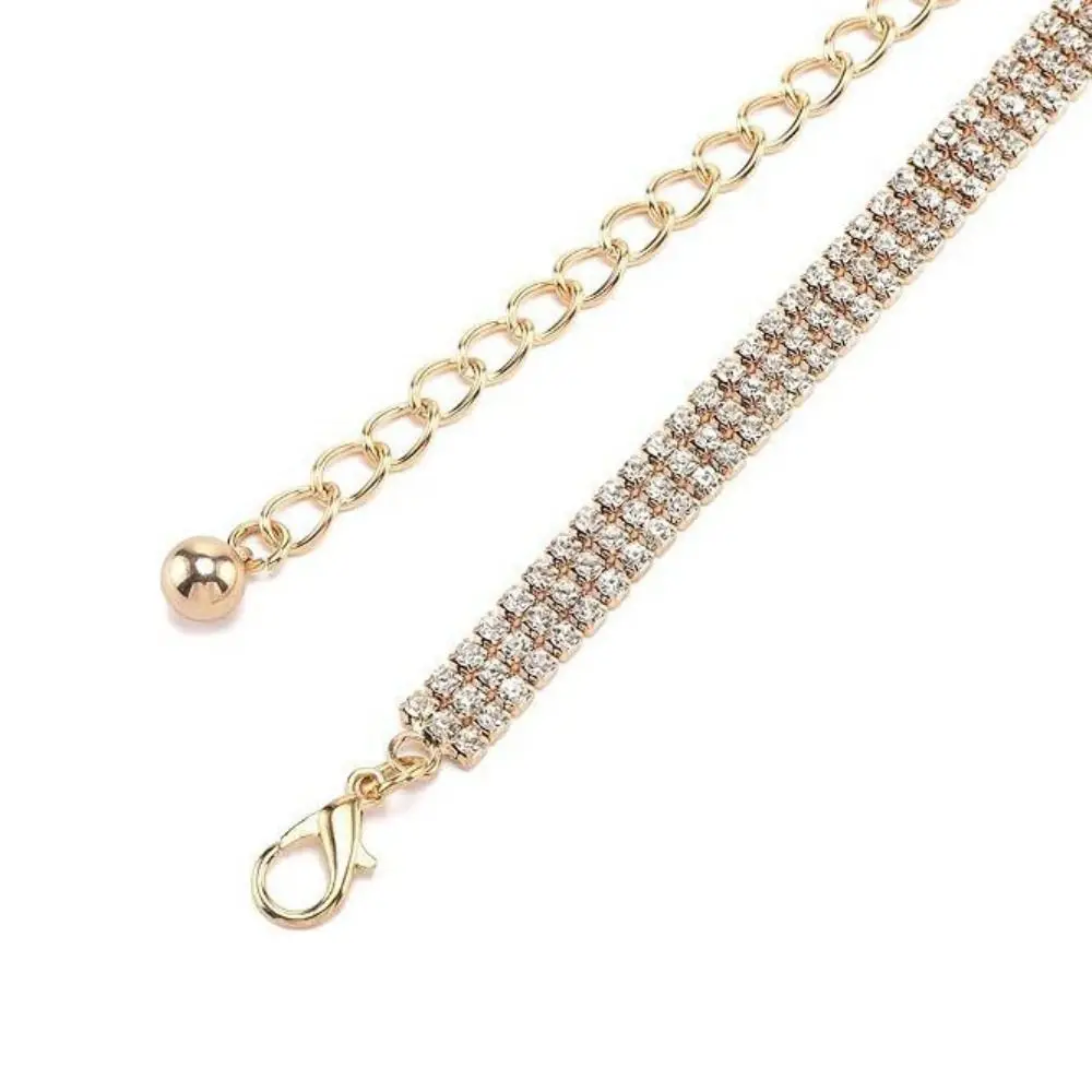 

Fashion Bling Zircon Inlaid Waist Belt Adjustable Long Chain Rhinestone Waistband 3 Rows Waist Strap Crystal Waist Chain Party